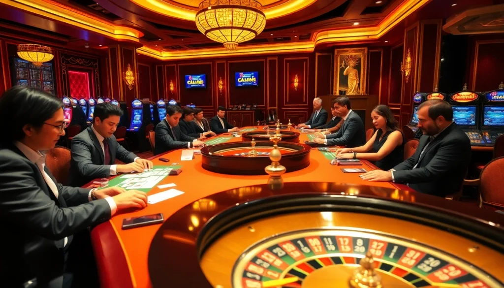 Exciting gaming scene at https://fun79.bio/ showcasing players at a casino table with cards and chips.