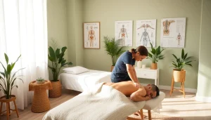 Myofascial release therapy session in a tranquil environment, focused on pain relief and posture correction.